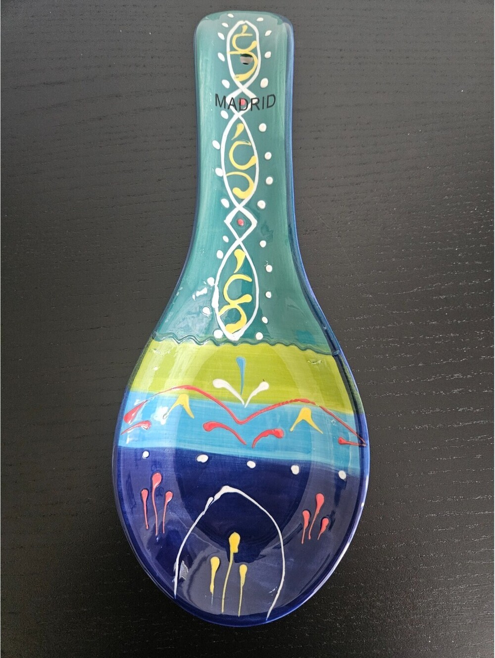 NWT Madrid Spain Hand Painted Ceramic Spoon Rest 10.25" x 4"